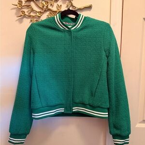 Nanette Lepore Green Varsity Bomber Dressy Jacket
